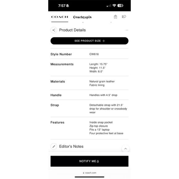 Coach Empire Carryall 40 Satchel Dark Navy Large Women's Bag - Picture 9 of 14